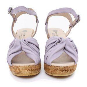 NEW Eric Michael Women Gabriella Destiny Jute Espadrille Lilac Ruffle Wedge Heel